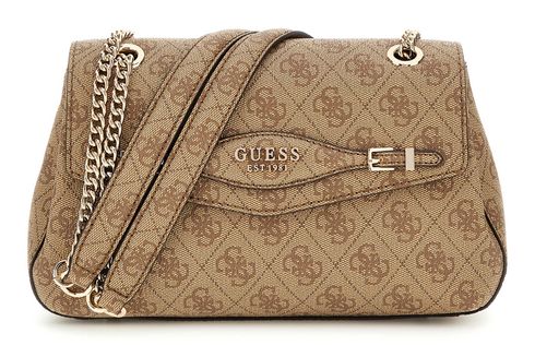 GUESS Katya Convertible Xbody Flap Bag Latte Logo
