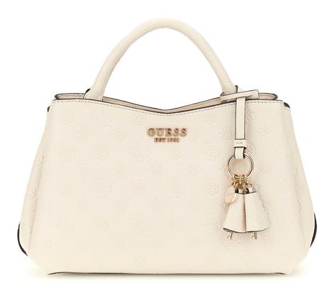 GUESS Phoebe Girlfriend Satchel Bag Creme White Logo