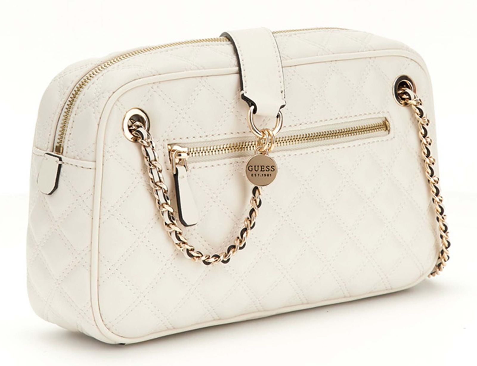 GUESS Giully II Shoulder Satchel Bag Cream White GUESS Giully II Shoulder Satchel Bag Cream White