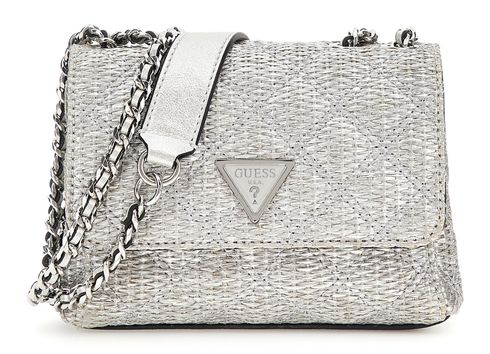GUESS Giully II Mini Compound Convertible Flap Bag Silber