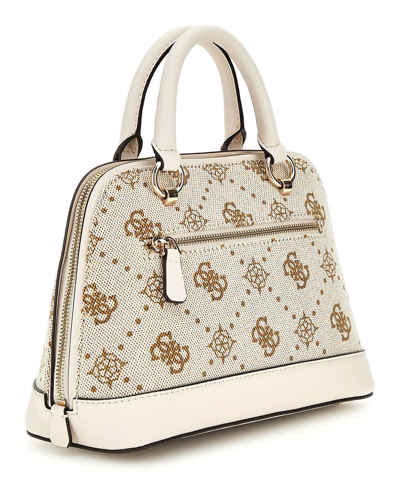 GUESS Neda Dome Satchel Bag Cream White Logo GUESS Neda Dome Satchel Bag Cream White Logo