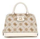 GUESS Neda Dome Satchel Bag Cream White Logo