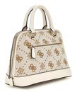 GUESS Neda Dome Satchel Bag Cream White Logo