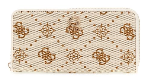 GUESS Neda SLG Large Zip Around Wallet L Cream White Logo