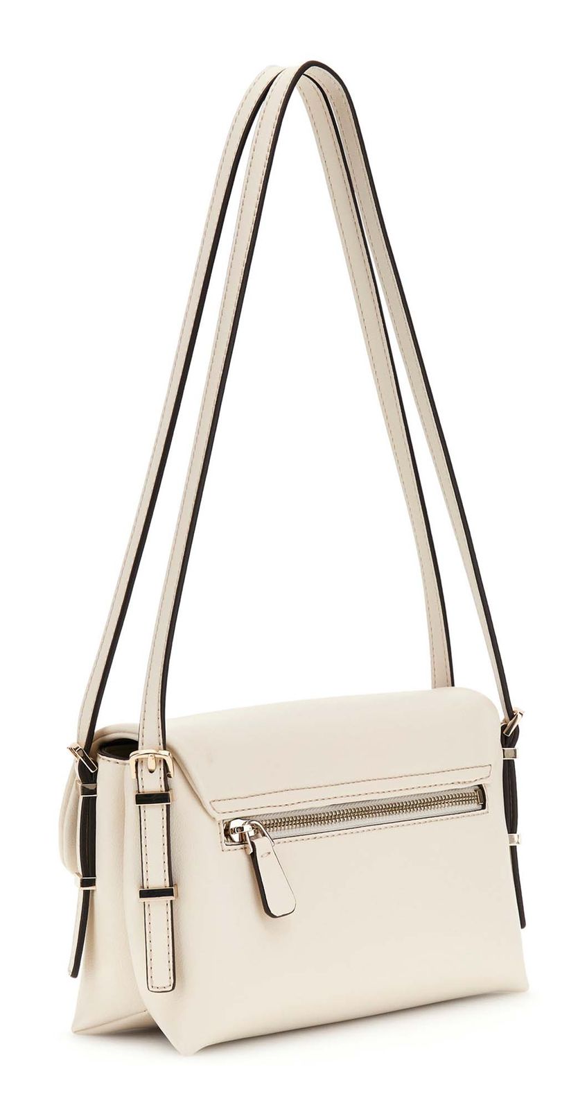 GUESS Lefia Flap Shoulder Bag Cream White GUESS Lefia Flap Shoulder Bag Cream White