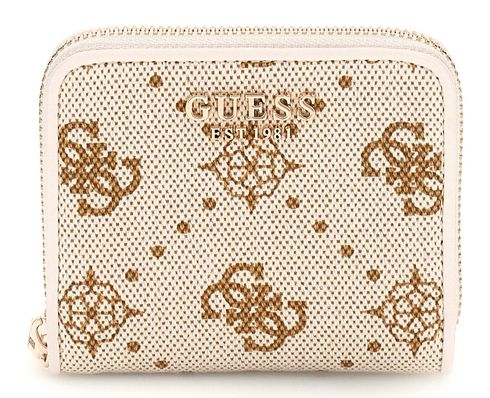 GUESS Neda SLG Small Zip Around Wallet S Creme White Logo