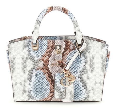 GUESS Queensland Mini Satchel Bag Misty Blue Multi