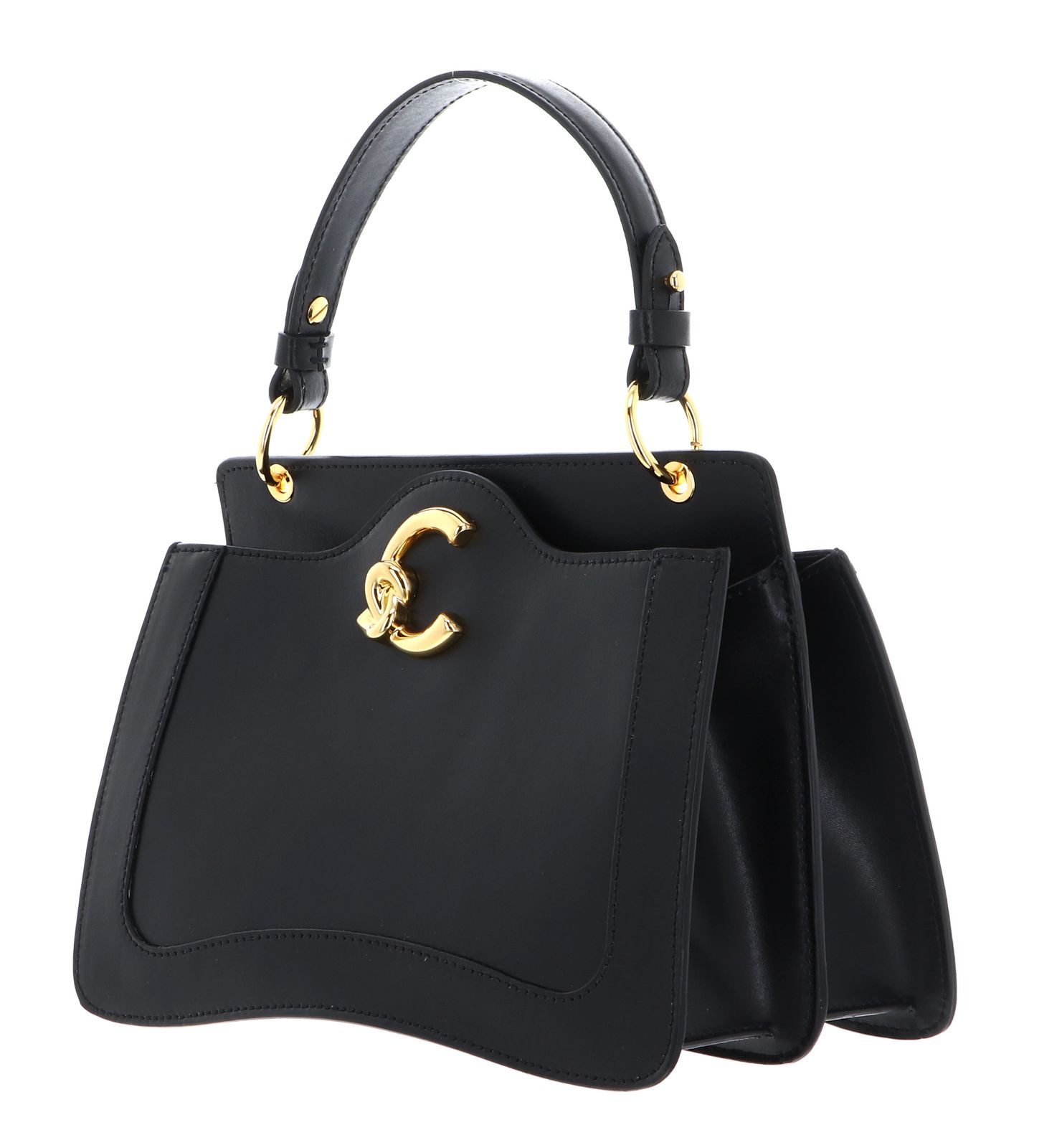 COCCINELLE C-Me Calf Smooth Handbag Grained Leather Noir COCCINELLE C-Me Calf Smooth Handbag Grained Leather Noir