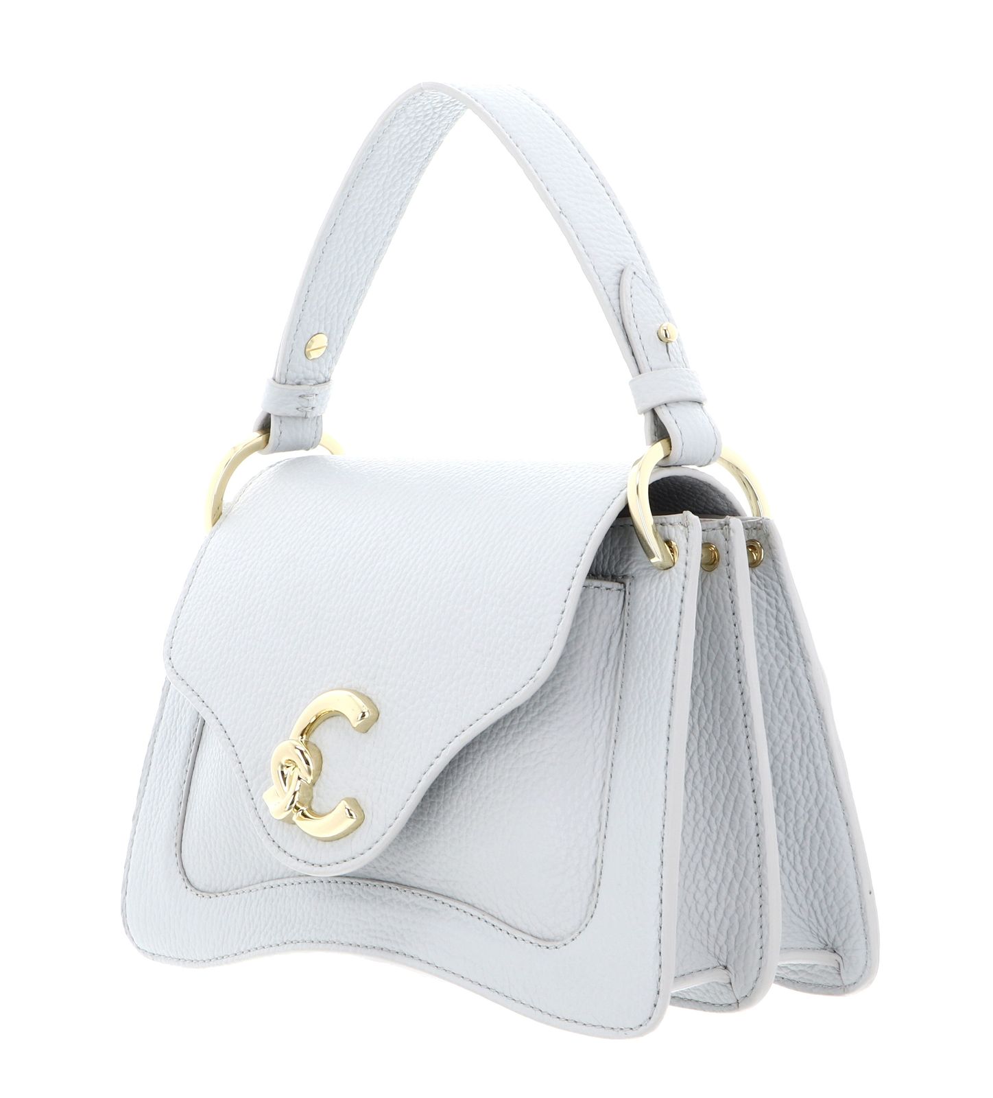 COCCINELLE C-Me Grained Leather Handbag Snow COCCINELLE C-Me Grained Leather Handbag Snow