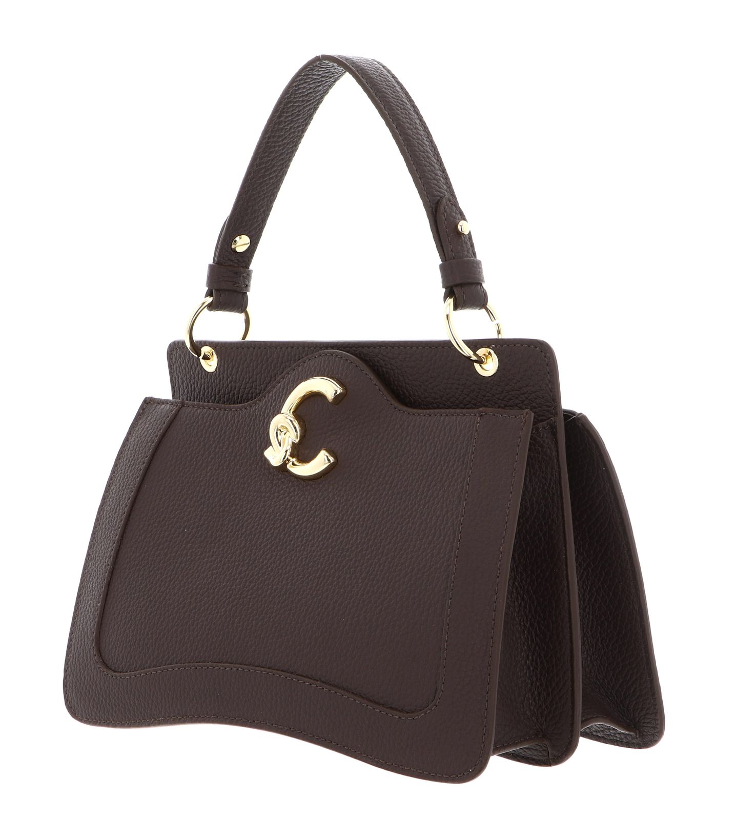 COCCINELLE C-Me Grained Leather Handbag Brunette COCCINELLE C-Me Grained Leather Handbag Brunette