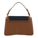 COCCINELLE C-Me Denim Handbag Grainy Leather Blue Denim / Cognac