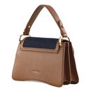 COCCINELLE C-Me Denim Handbag Grainy Leather Blue Denim / Cognac