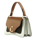 COCCINELLE C-Me Tricolor Handbag Grainy Leather Snow / Cognac / Noir