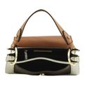 COCCINELLE C-Me Tricolor Handbag Grainy Leather Snow / Cognac / Noir