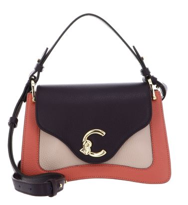 COCCINELLE C-Me Tricolor Handbag Grainy Leather Pink Clay / Prune / Rosette