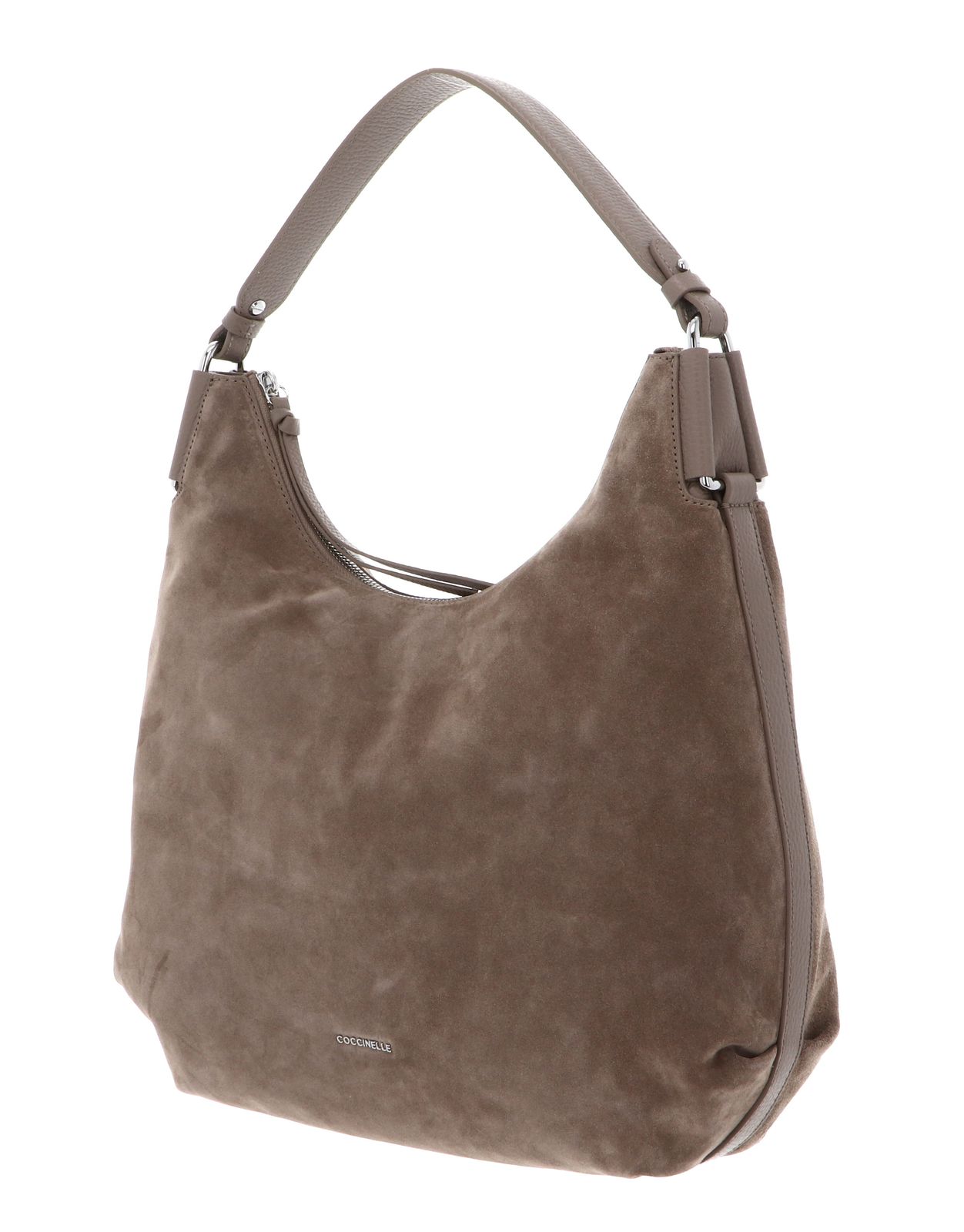 COCCINELLE Rebekka Suede Handbag Grained Leather Warm Taupe COCCINELLE Rebekka Suede Handbag Grained Leather Warm Taupe