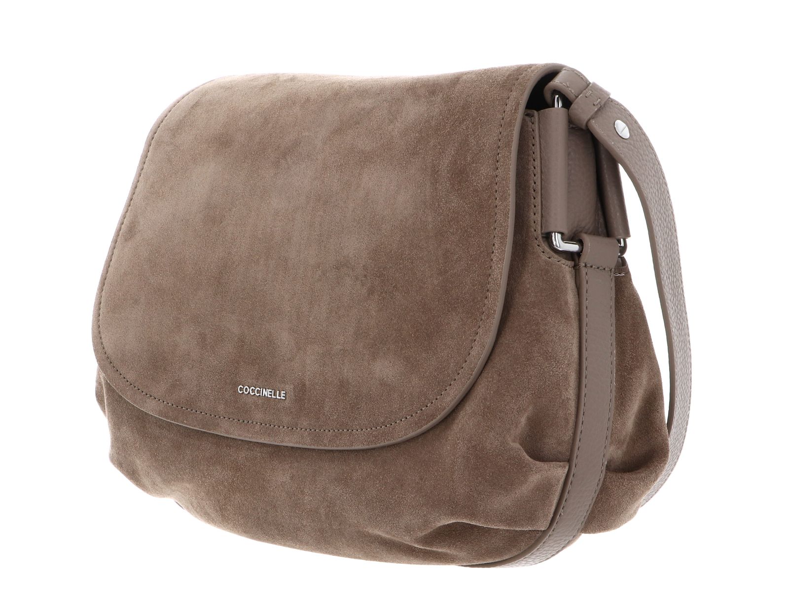 COCCINELLE Rebekka Suede Handbag Grained Leather Warm Taupe COCCINELLE Rebekka Suede Handbag Grained Leather Warm Taupe