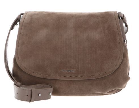 COCCINELLE Rebekka Suede Handbag Grained Leather Warm Taupe