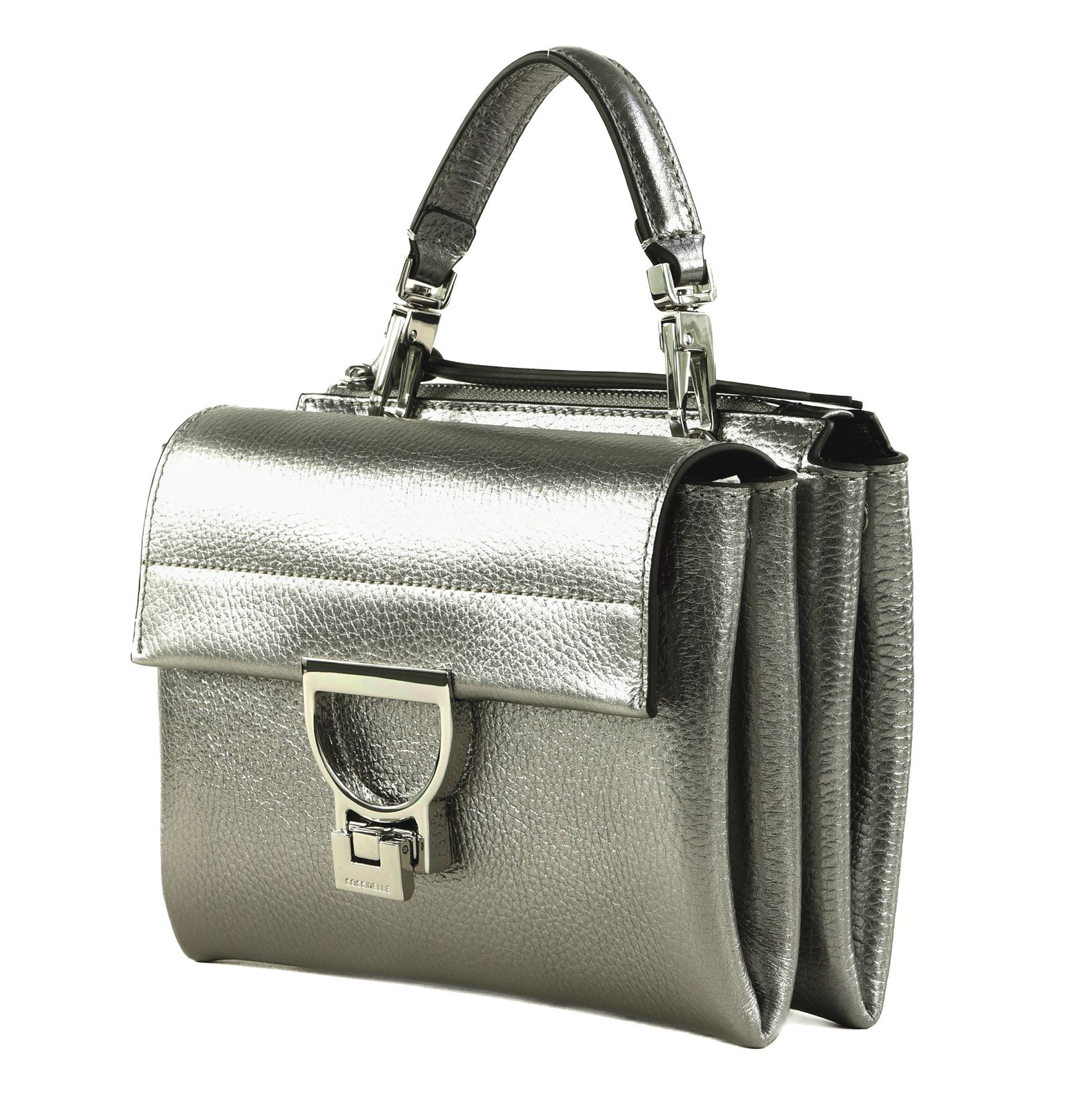 COCCINELLE Arlettis Handbag Grainy Leather Steel COCCINELLE Arlettis Handbag Grainy Leather Steel