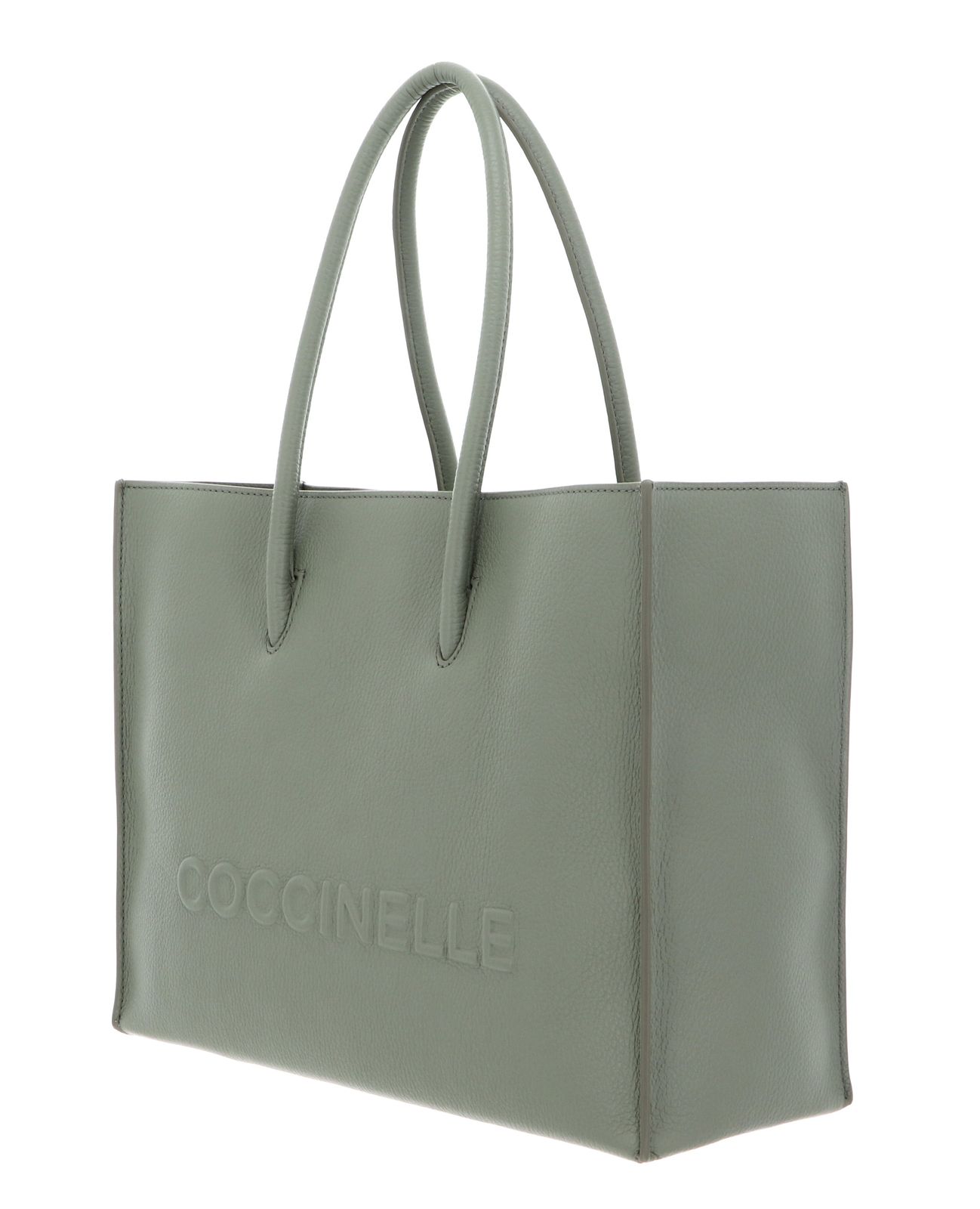 COCCINELLE Myrtha Maxi Log Handbag Grained Leather Greenery / Rosette COCCINELLE Myrtha Maxi Log Handbag Grained Leather Greenery / Rosette