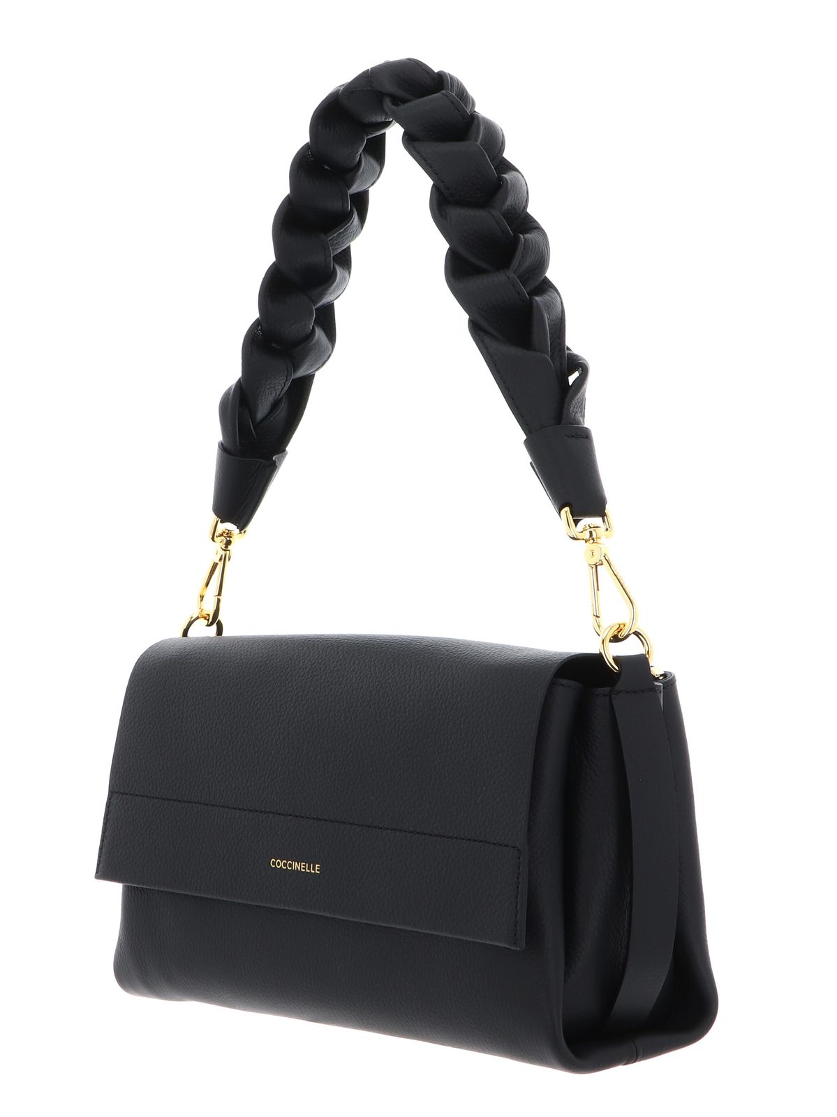 COCCINELLE Boheme Grana Double Shoulder Bag Noir / Cognac COCCINELLE Boheme Grana Double Shoulder Bag Noir / Cognac