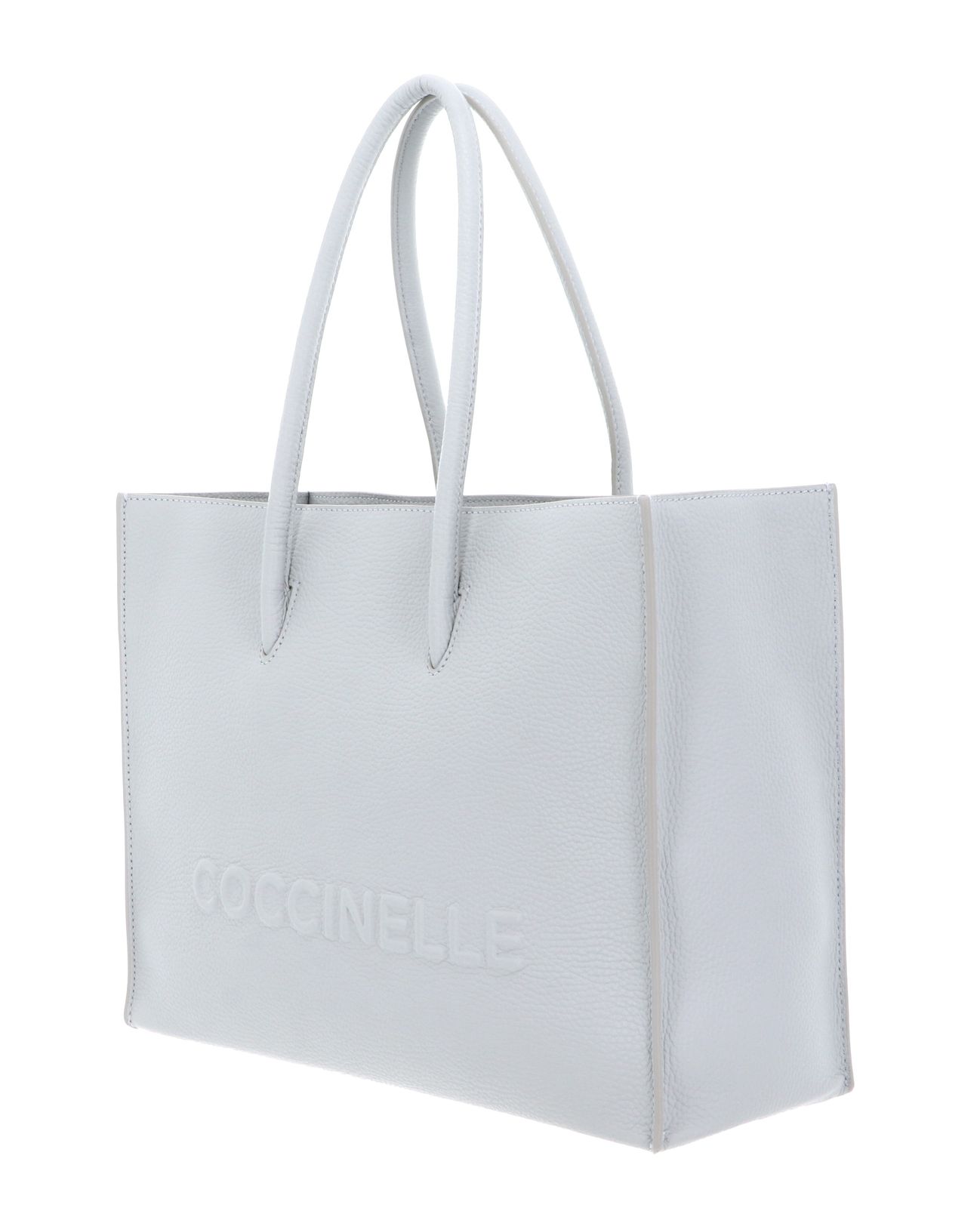 COCCINELLE Myrtha Maxi Log Handbag Grained Leather Snow COCCINELLE Myrtha Maxi Log Handbag Grained Leather Snow