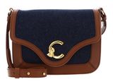 COCCINELLE C-Me Denim Shoulder Bag Blue Denim / Cognac