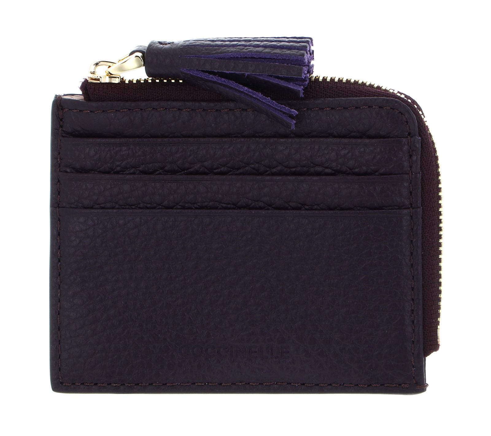 COCCINELLE Tassel Credit Card Holder Prune COCCINELLE Tassel Credit Card Holder Prune