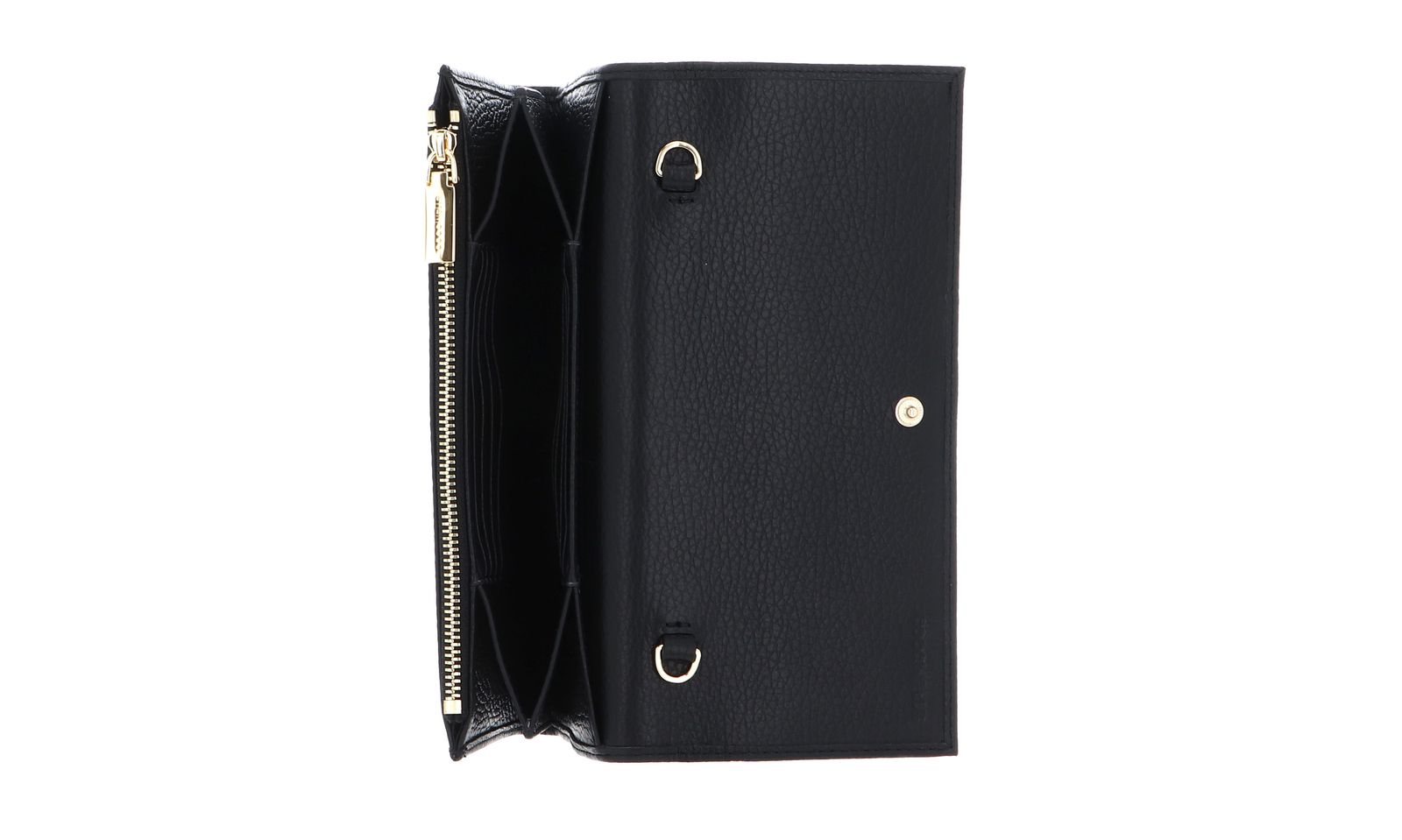 COCCINELLE Metallic Soft Mini Bag Wallet Grained Leather Noir COCCINELLE Metallic Soft Mini Bag Wallet Grained Leather Noir