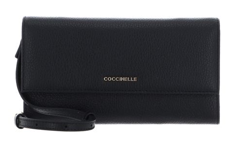 COCCINELLE Metallic Soft Mini Bag Wallet Grained Leather Noir