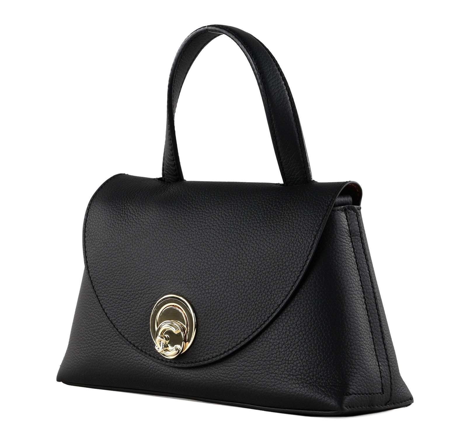 COCCINELLE Nikla Handbag Double Grainy Leather Noir / Cognac COCCINELLE Nikla Handbag Double Grainy Leather Noir / Cognac