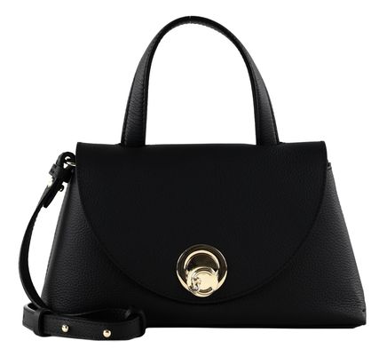 COCCINELLE Nikla Handbag Double Grainy Leather Noir / Cognac