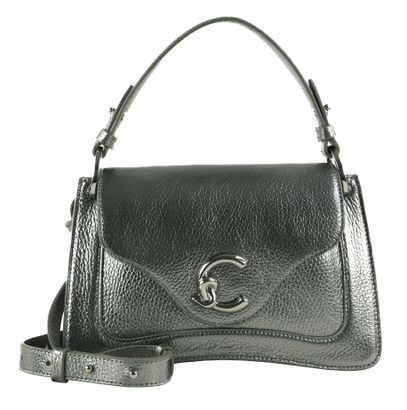 COCCINELLE C-Me Grained Leather Handbag Steel