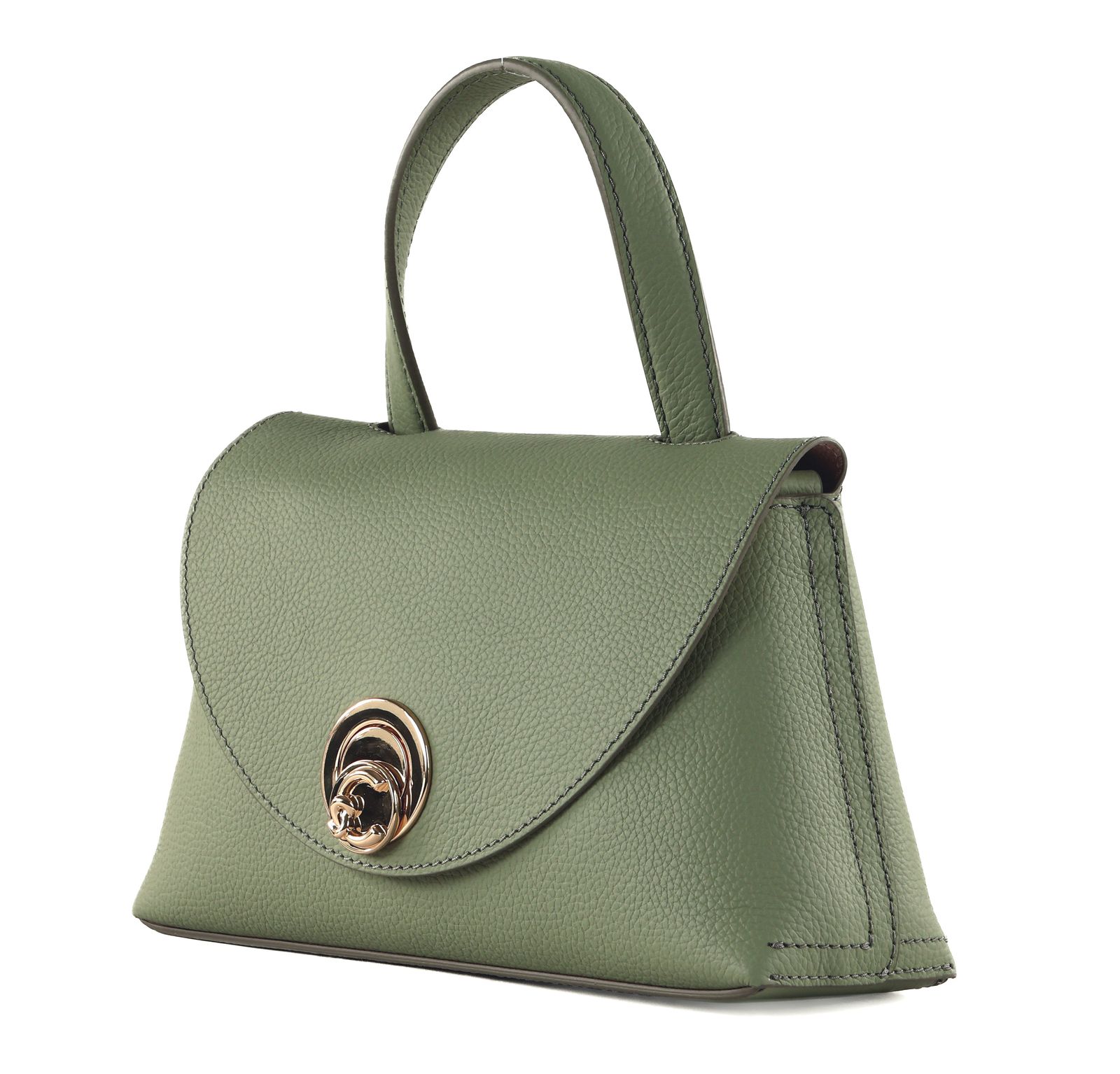 COCCINELLE Nikla Handbag Double Grainy Leather Greenery / Rosette COCCINELLE Nikla Handbag Double Grainy Leather Greenery / Rosette