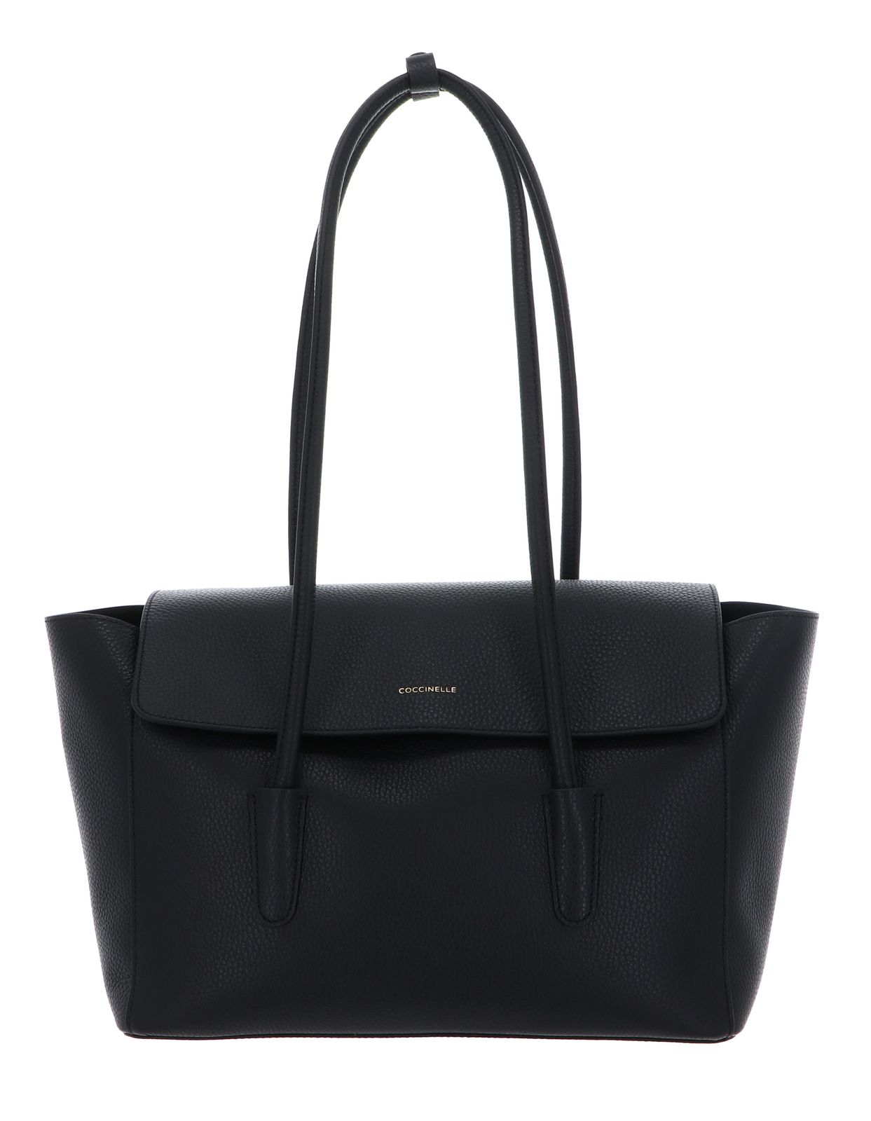COCCINELLE Double Beat Grained Leather Handbag Noir COCCINELLE Double Beat Grained Leather Handbag Noir