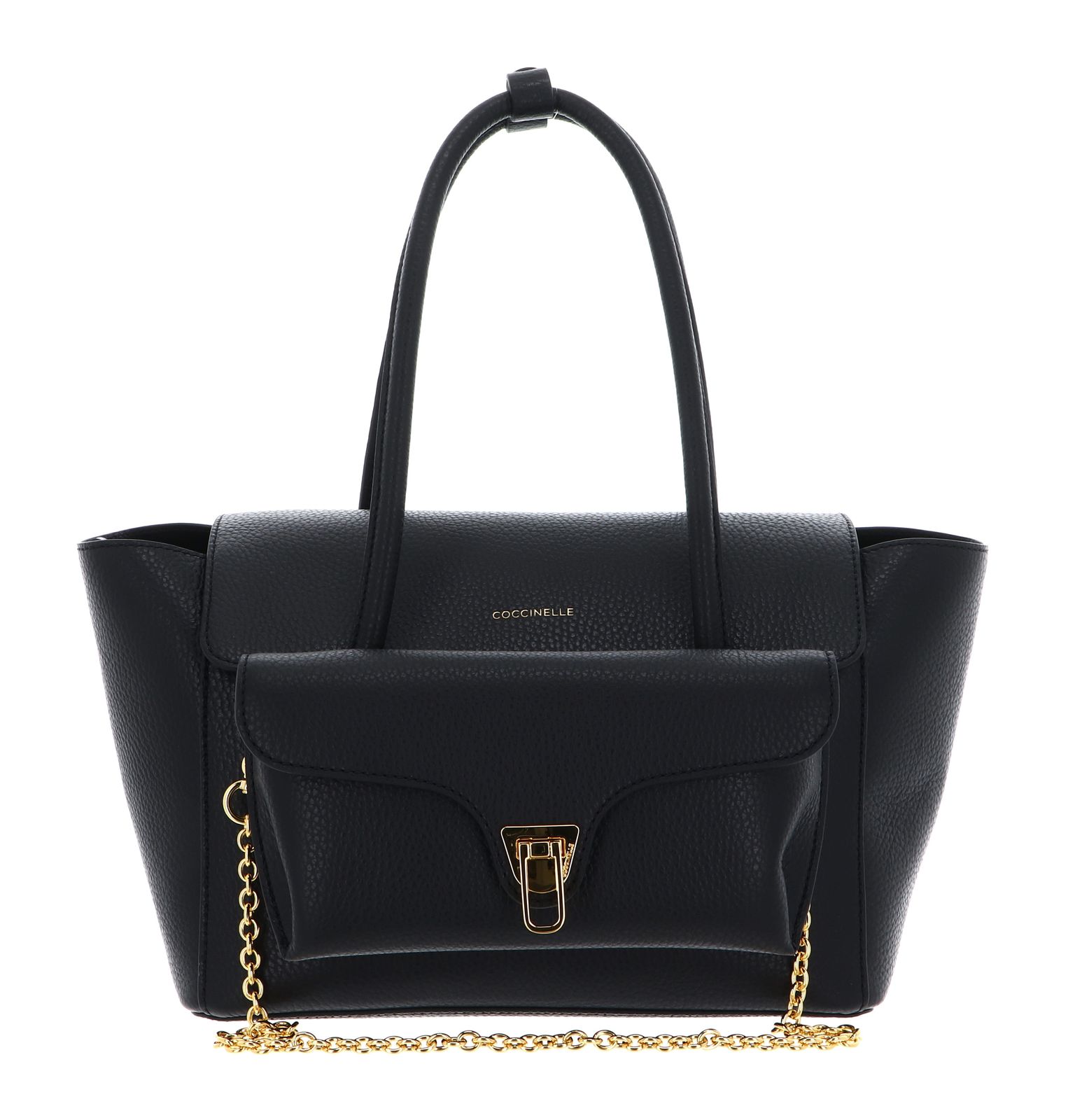 COCCINELLE Double Beat Grained Leather Handbag Noir COCCINELLE Double Beat Grained Leather Handbag Noir