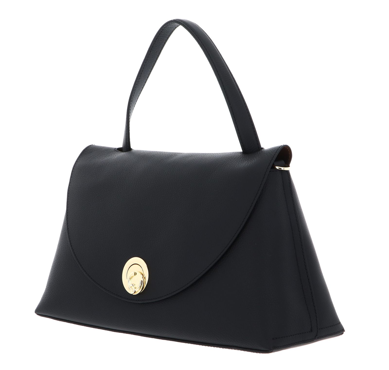 COCCINELLE Nikla Handbag Double Grainy Leather Noir / Cognac COCCINELLE Nikla Handbag Double Grainy Leather Noir / Cognac
