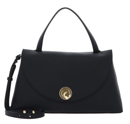 COCCINELLE Nikla Handbag Double Grainy Leather Noir / Cognac