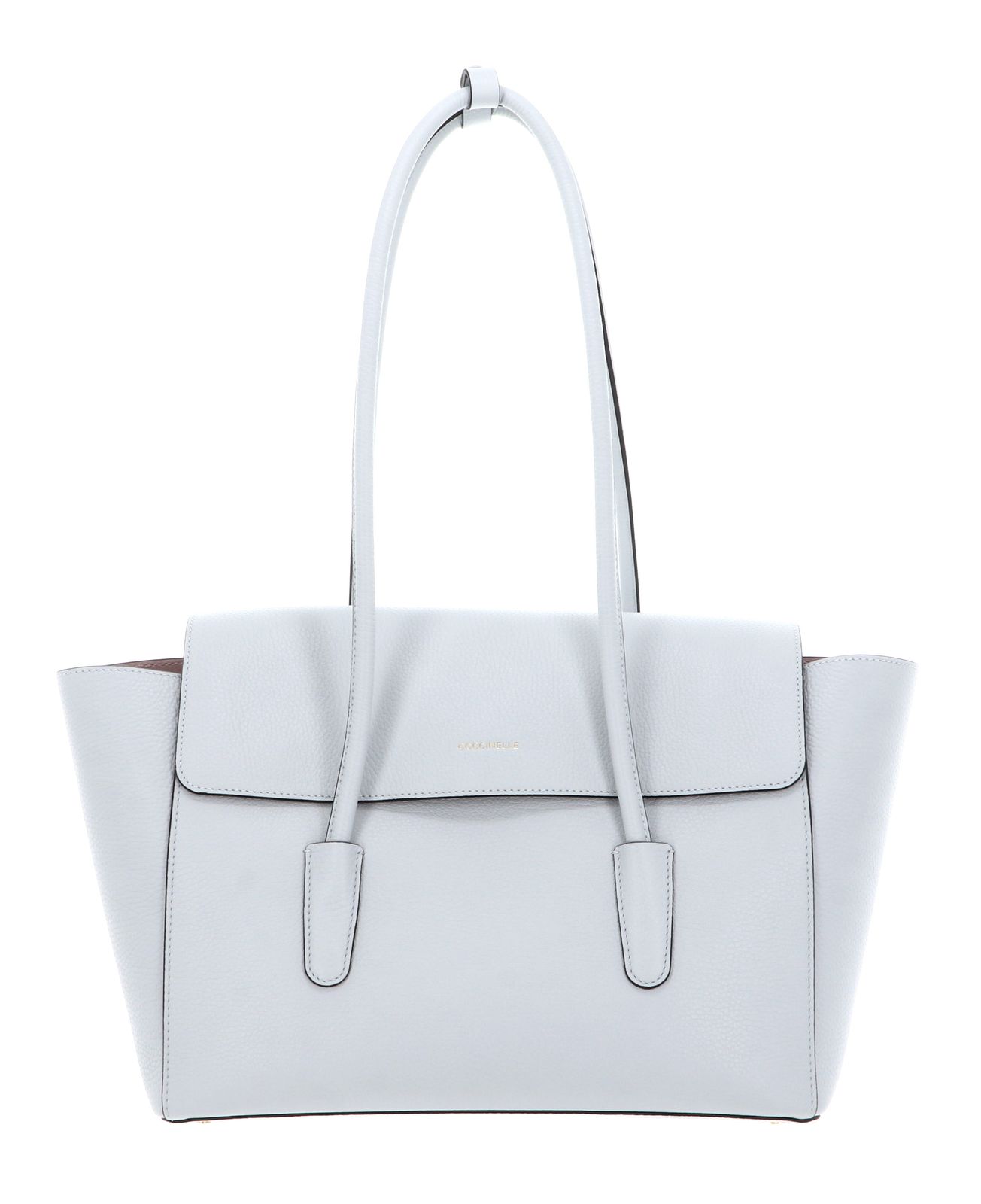 COCCINELLE Double Beat Grained Leather Handbag Snow COCCINELLE Double Beat Grained Leather Handbag Snow