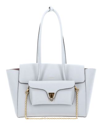 COCCINELLE Double Beat Grained Leather Handbag Snow