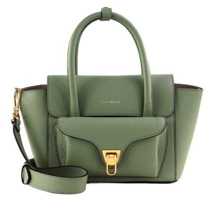 COCCINELLE Double Beat Grained Leather Handbag Greenery