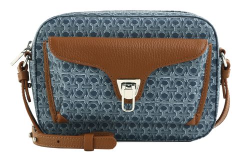 COCCINELLE Beat Beat Denim Handbag Blue Denim / Cognac