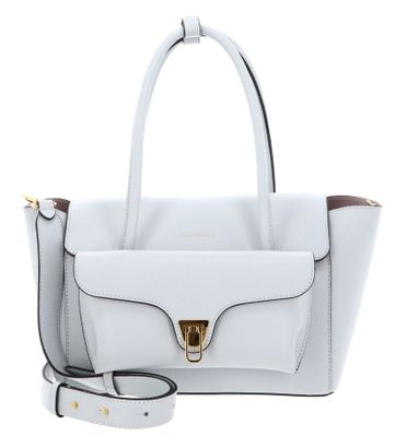 COCCINELLE Double Beat Grained Leather Handbag Snow