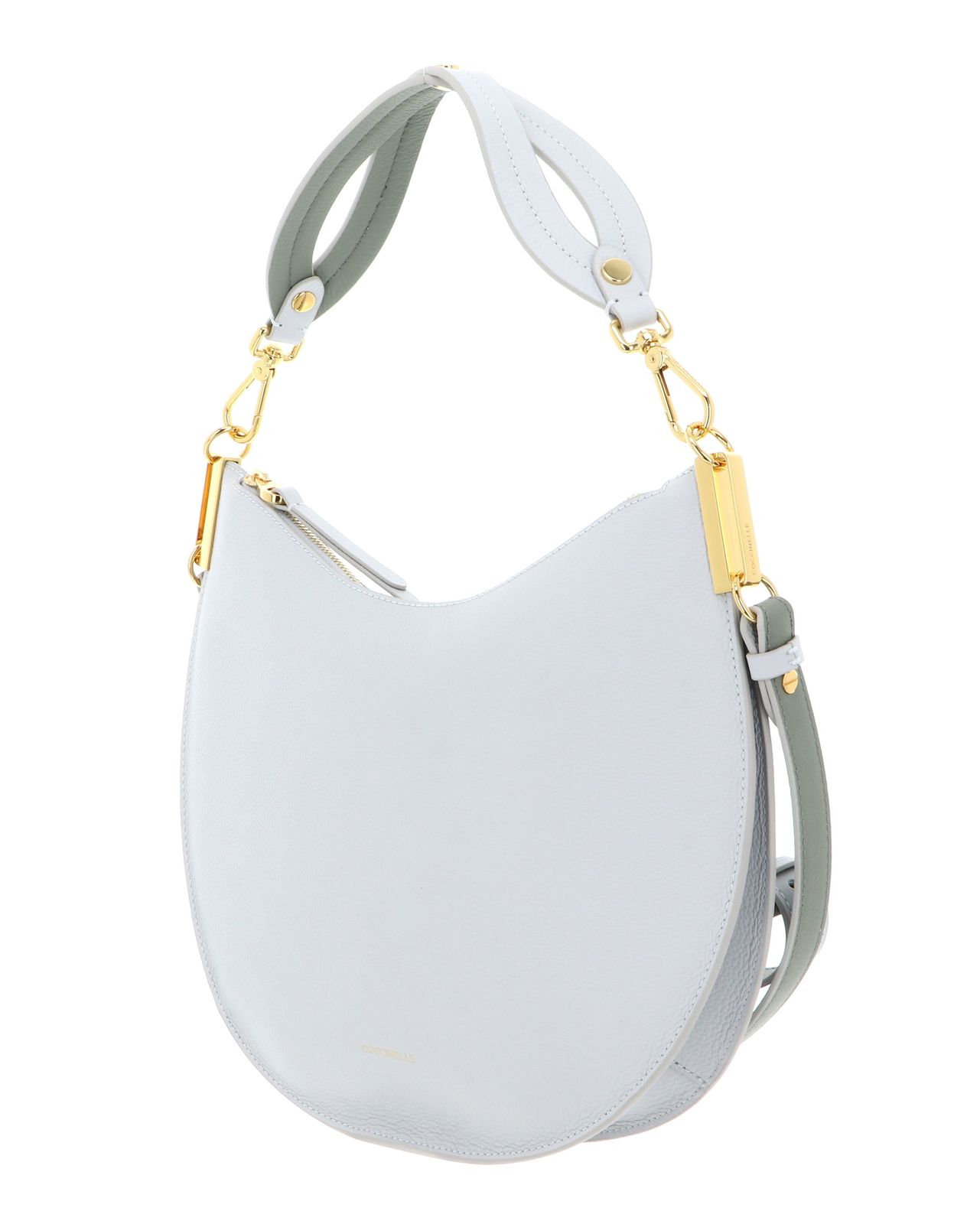 COCCINELLE Sunup Handbag Double Grainy Leather Snow / Greenery COCCINELLE Sunup Handbag Double Grainy Leather Snow / Greenery