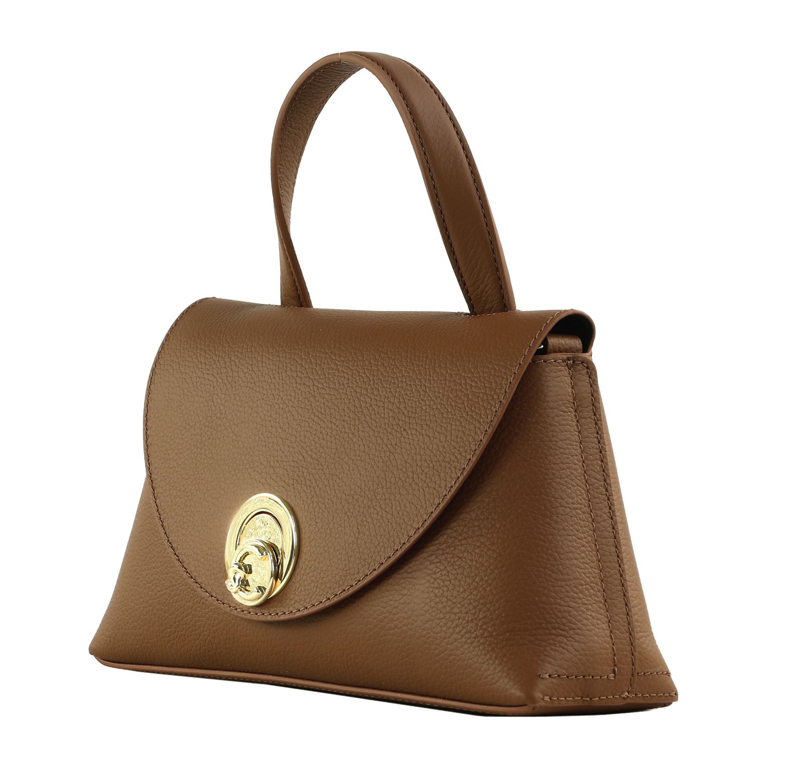 COCCINELLE Nikla Handbag Double Grainy Leather Cognac / Noir COCCINELLE Nikla Handbag Double Grainy Leather Cognac / Noir