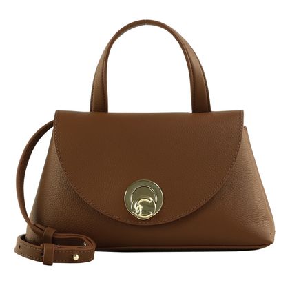 COCCINELLE Nikla Handbag Double Grainy Leather Cognac / Noir