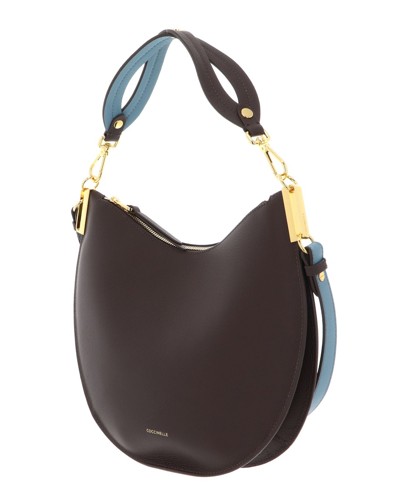 COCCINELLE Sunup Handbag Double Grainy Leather Brunette / Arctic Blue COCCINELLE Sunup Handbag Double Grainy Leather Brunette / Arctic Blue