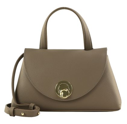 COCCINELLE Nikla Handbag Double Grainy Leather Warm Taupe / Rosette