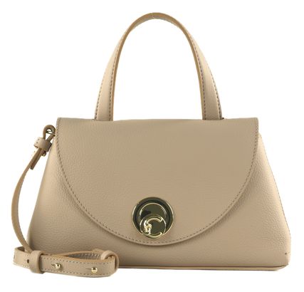 COCCINELLE Nikla Handbag Double Grainy Leather Rosette / Warm Taupe