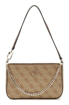GUESS Noelle II Mini Top Zip Shoulder Bag Latte Logo / Brown